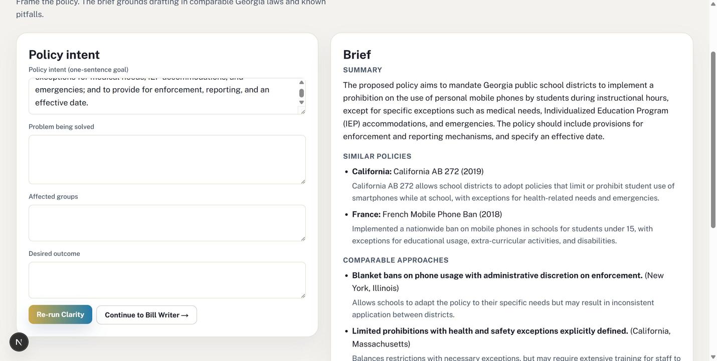 Clarity AI brief — comparable laws, risks, and approaches summarized in seconds.